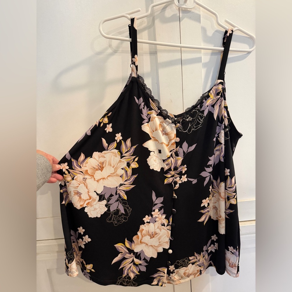 Torrid Black Floral Lace Camisole